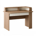 Bureau 100 x 50 x 100 cm en panneaux de bois brun et blanc avec étagères style contemporain