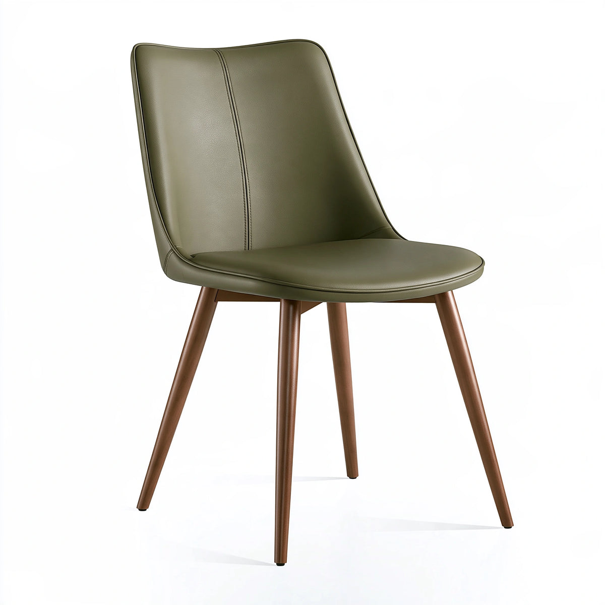 Chaise de salle à manger 48 x 58 x 85 cm en similicuir vert pieds effet bois style contemporain