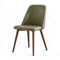 Chaise de salle à manger 47 x 58 x 88 cm en similicuir vert olive et bois brun - dossier rembourré