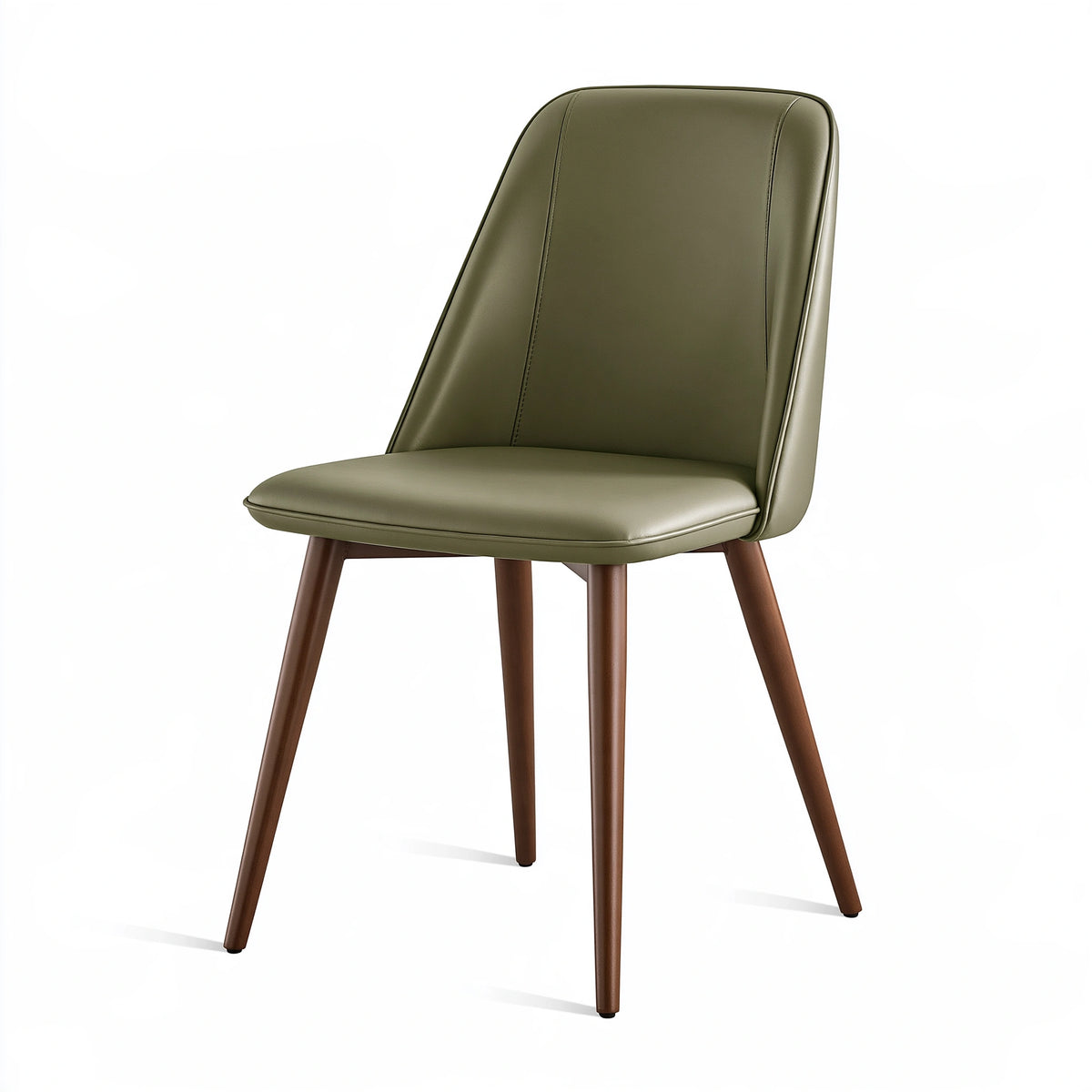 Chaise de salle à manger 47 x 58 x 88 cm en similicuir vert olive et bois brun - dossier rembourré