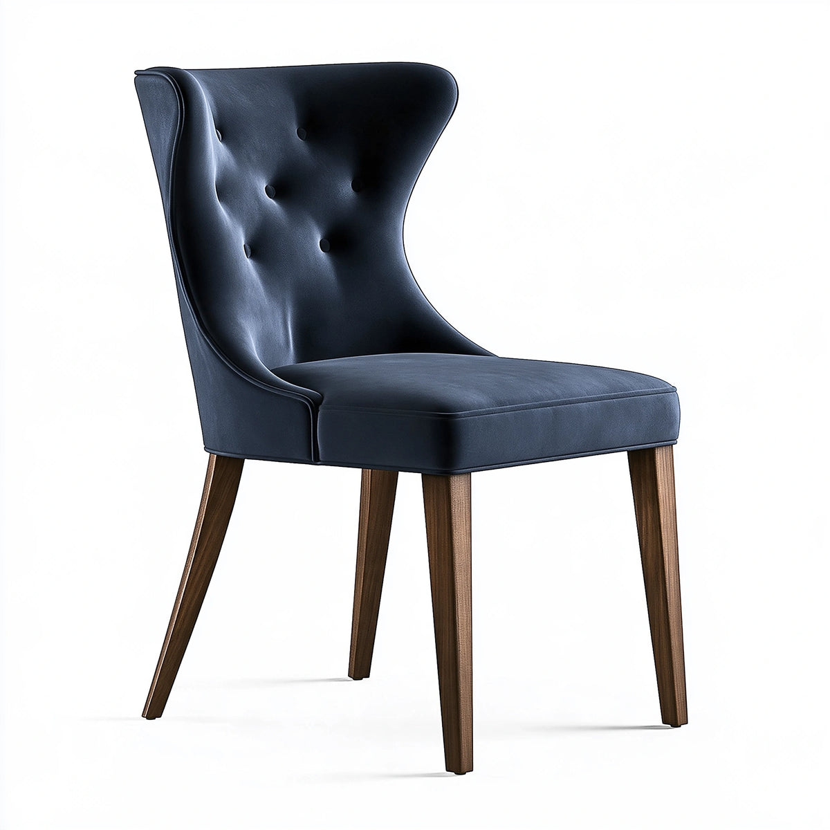 Chaise de salle à manger 62 x 67 x 100 cm aspect cuir bleu foncé pieds en bois style capitonné