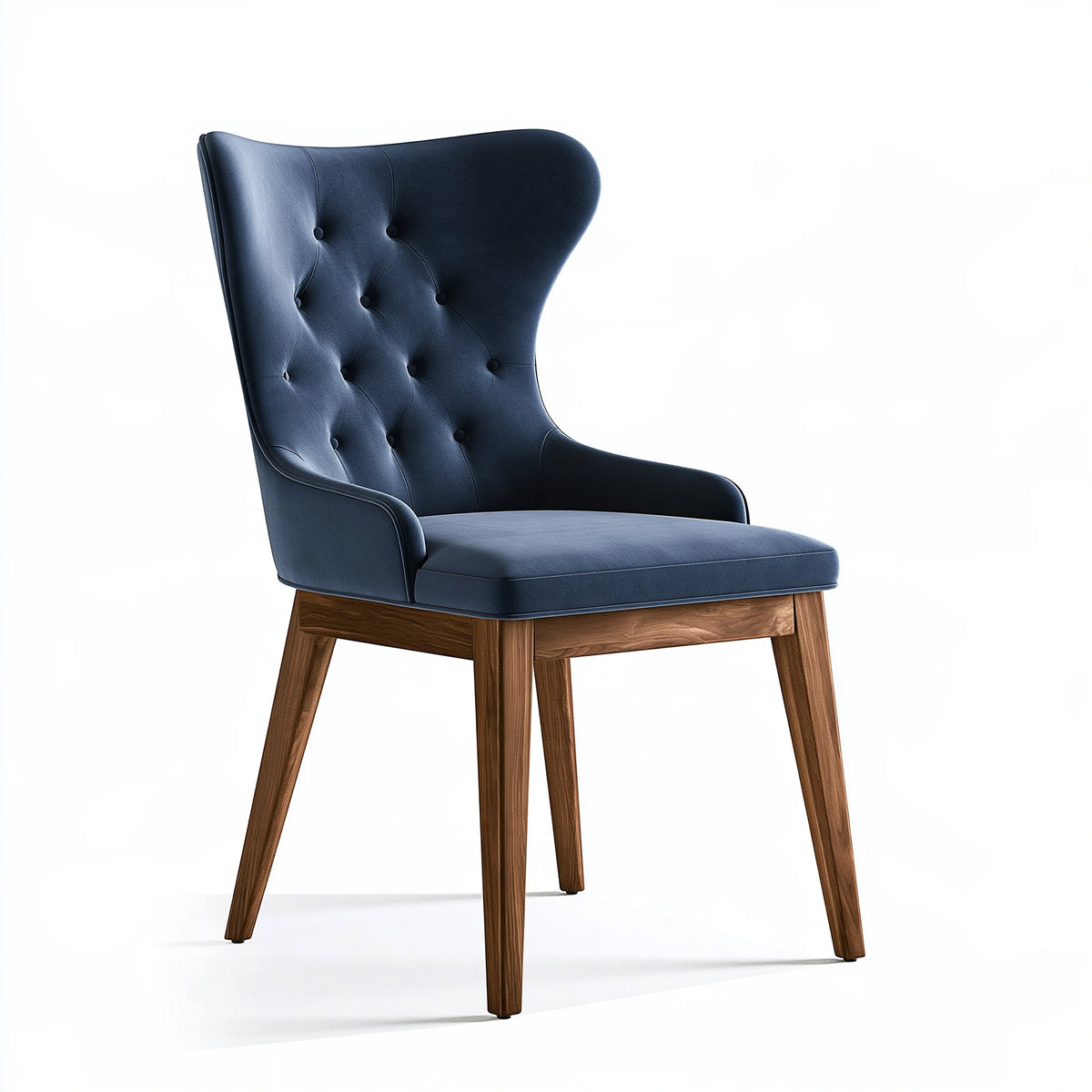 Chaise de salle à manger 60 x 65 x 105 cm en tissu bleu et bois style capitonné