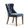 Chaise de salle à manger 58 x 65 x 100 cm tissu bleu pieds en bois style capitonné