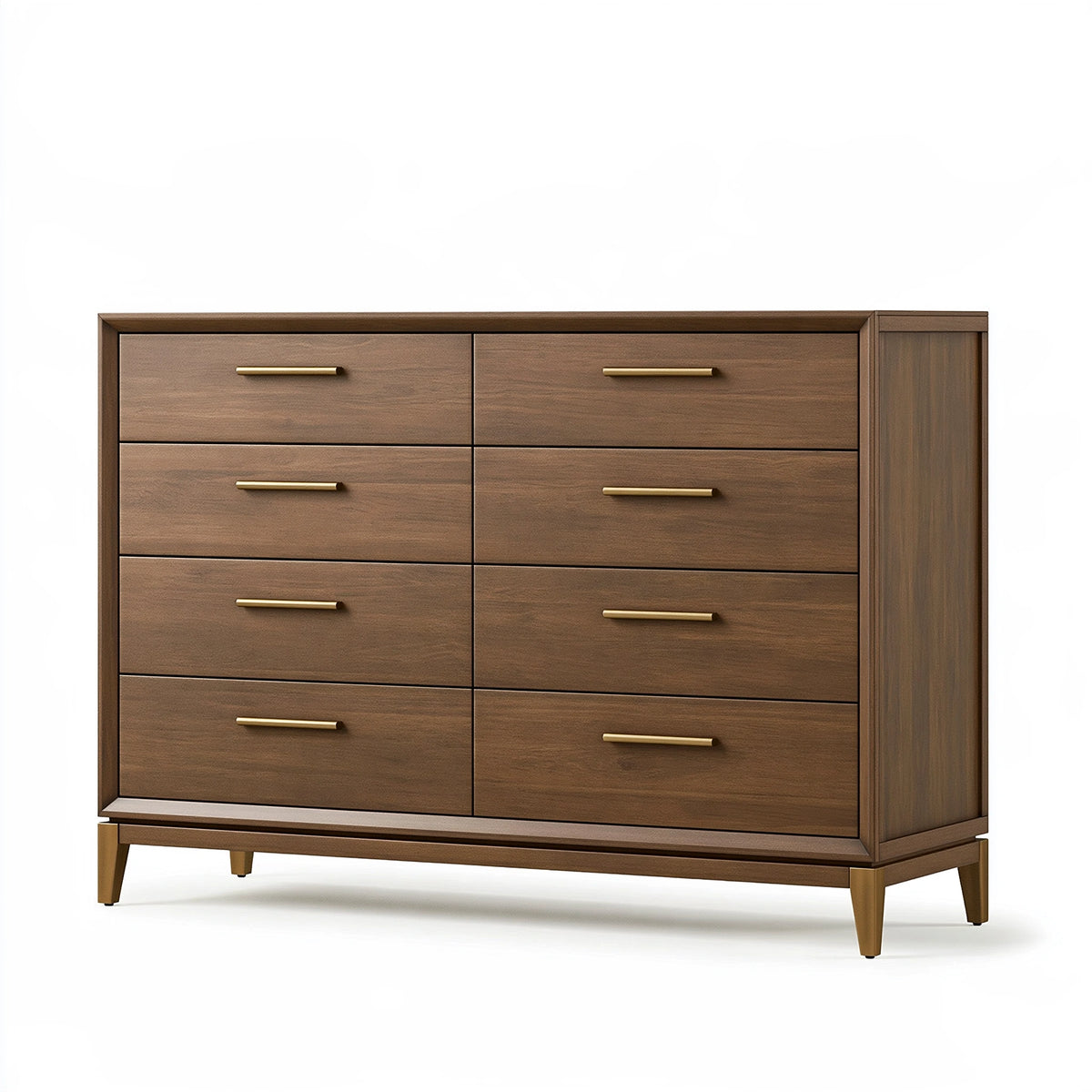Commode 160 x 45 x 100 cm en bois brun à 8 tiroirs style contemporain