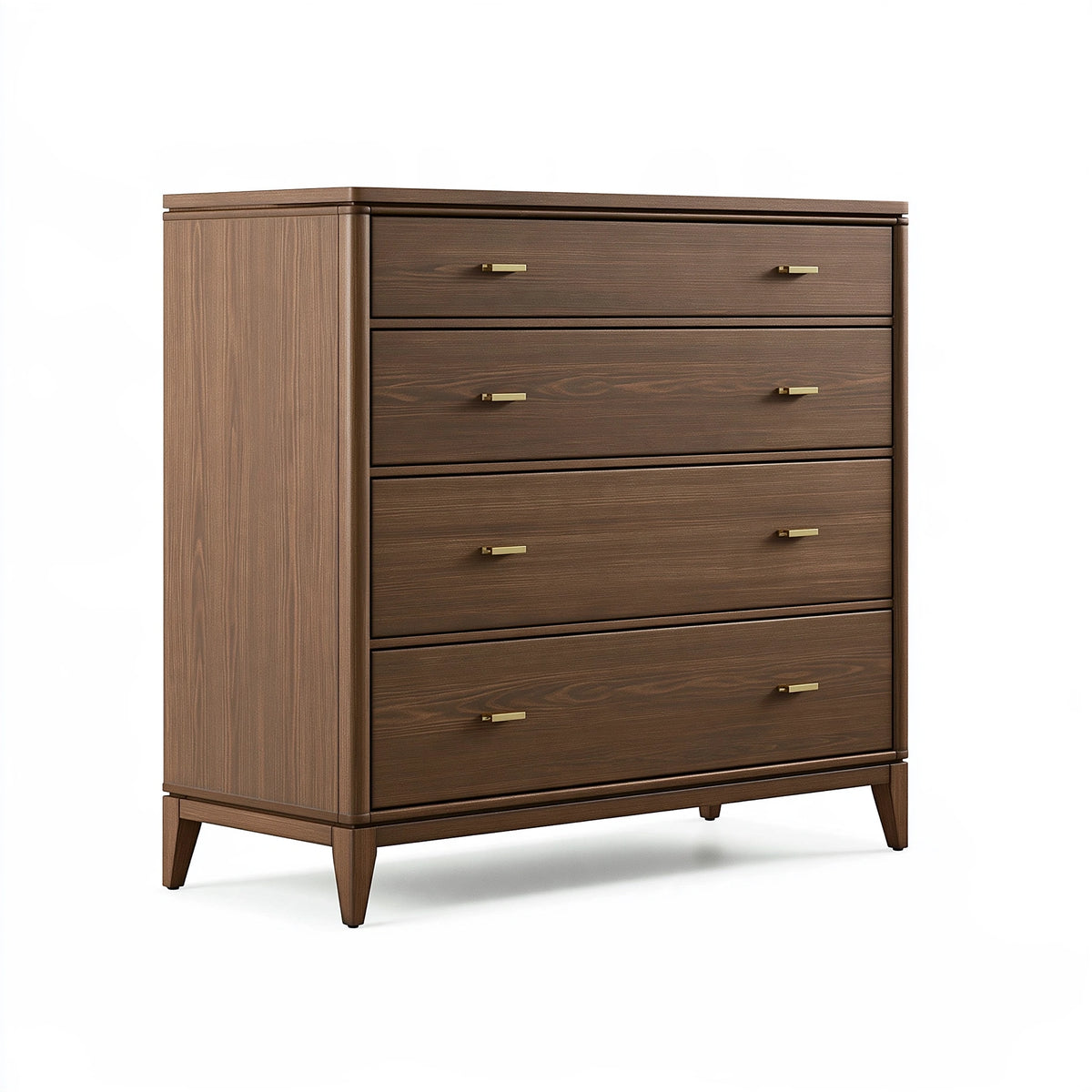 Commode 100 x 45 x 130 cm en bois brun à 4 tiroirs style classique