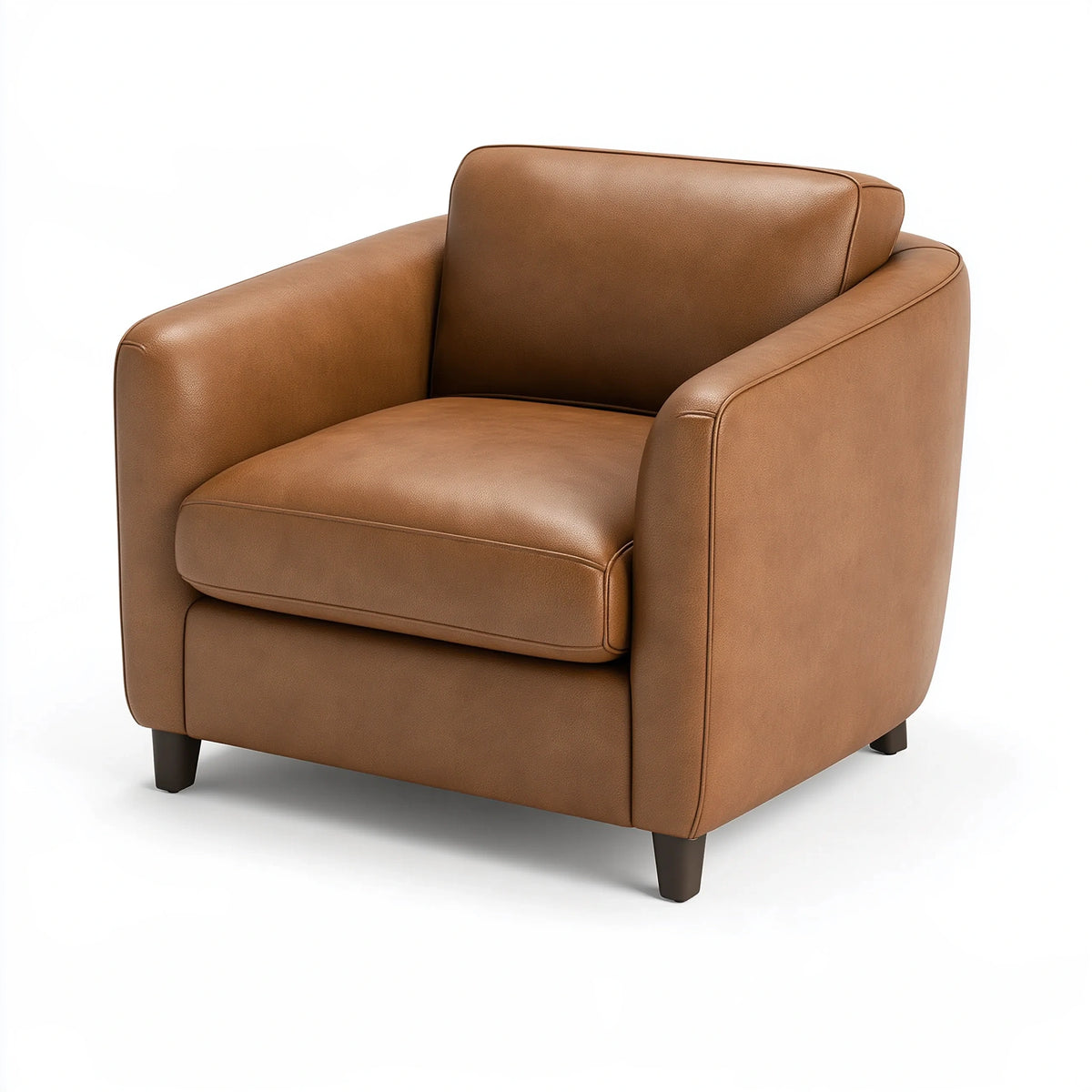 Fauteuil 85 x 85 x 80 cm aspect cuir camel - assise rembourrée style contemporain