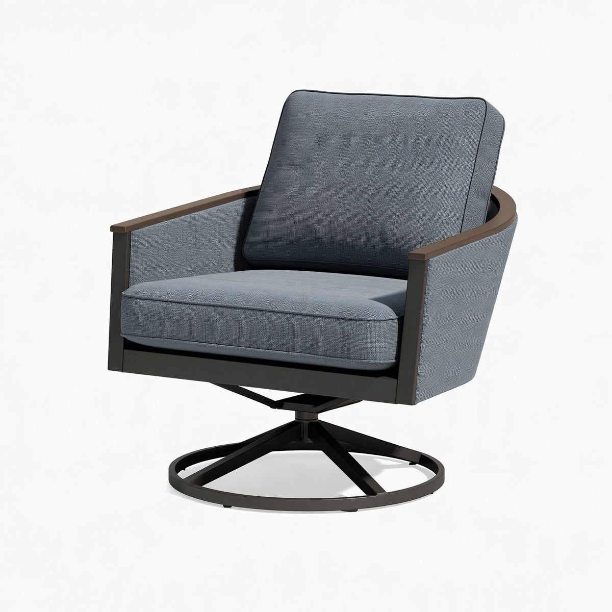 Fauteuil pivotant 75 x 80 x 95 cm en tissu gris avec structure métallique style contemporain