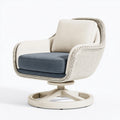 Fauteuil pivotant 82 x 80 x 92 cm en fibres tressées beige et coussins gris style contemporain
