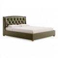 Lit 160 x 200 cm revêtement synthétique vert olive style capitonné
