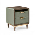 Table de chevet 50 x 40 x 60 cm en bois vert et brun avec 2 tiroirs style contemporain