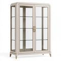 Vitrine 120 x 45 x 190 cm en bois et verre blanc crème style classique avec portes