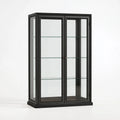 Vitrine 90 x 40 x 180 cm en bois et verre noir - rangement à 2 portes style classique