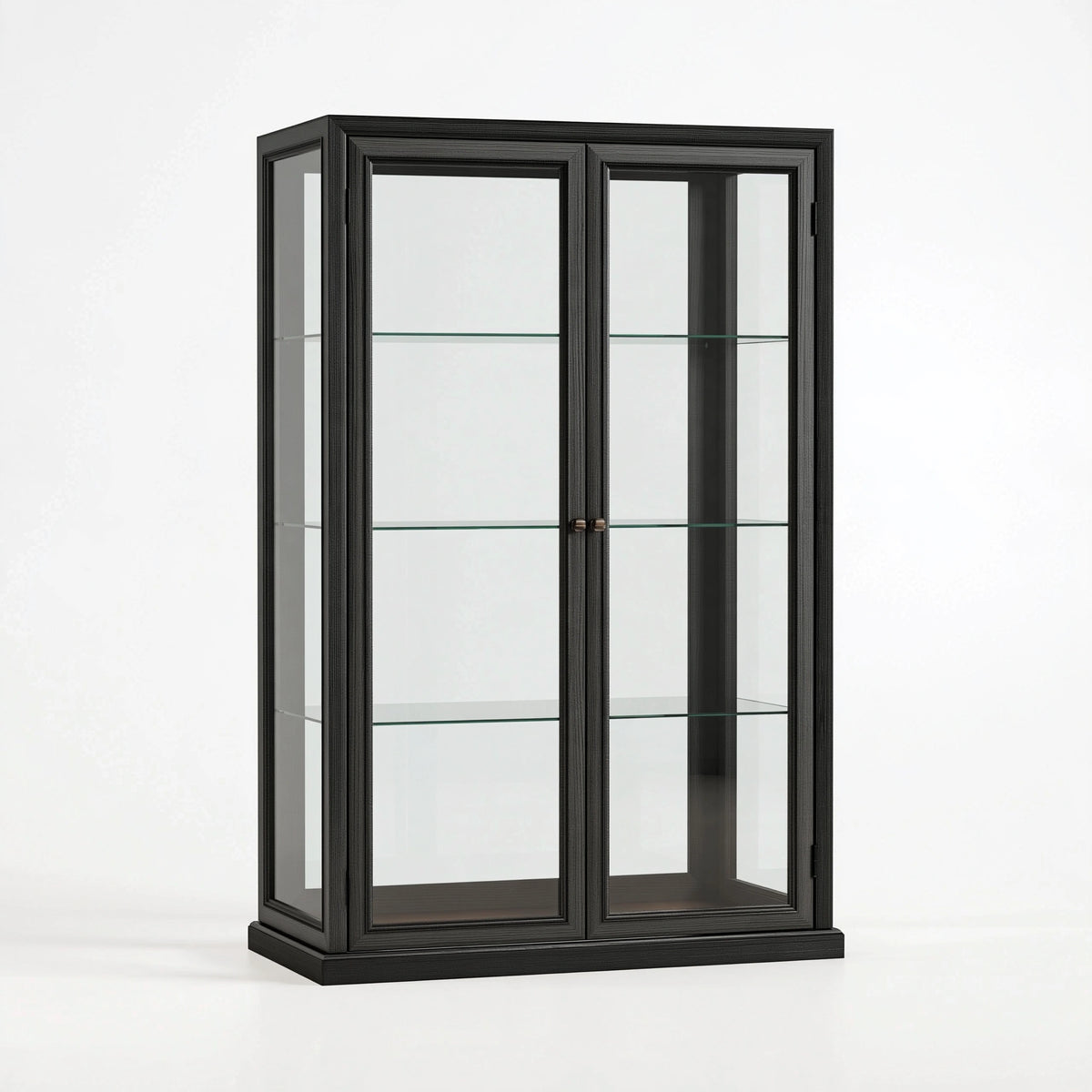 Vitrine 90 x 40 x 180 cm en bois et verre noir - rangement à 2 portes style classique