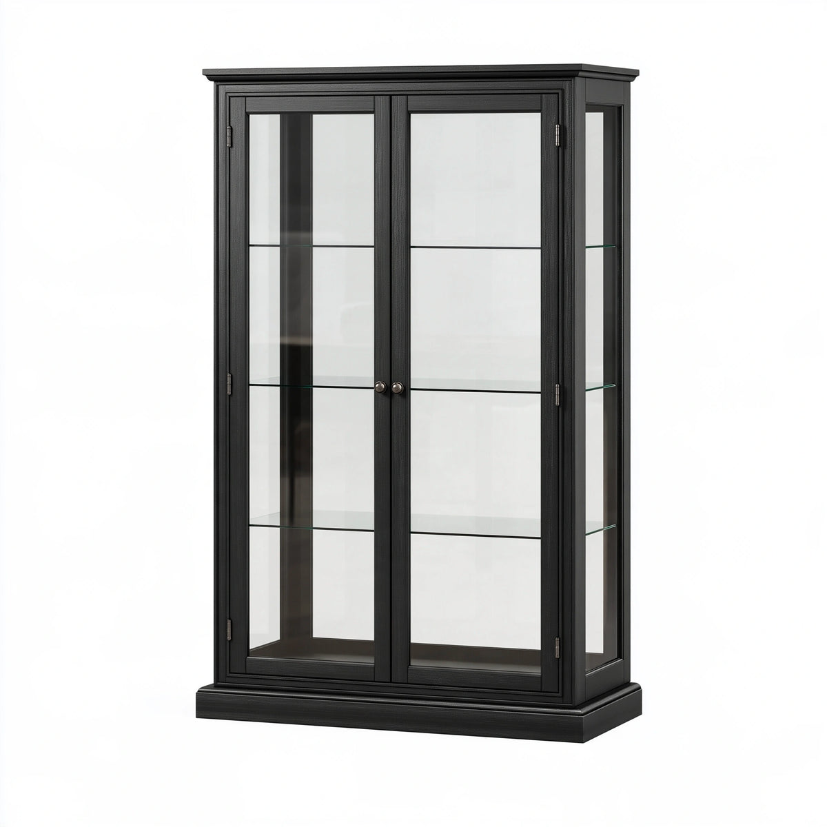 Vitrine 120 x 40 x 180 cm en bois et verre noir à 2 portes