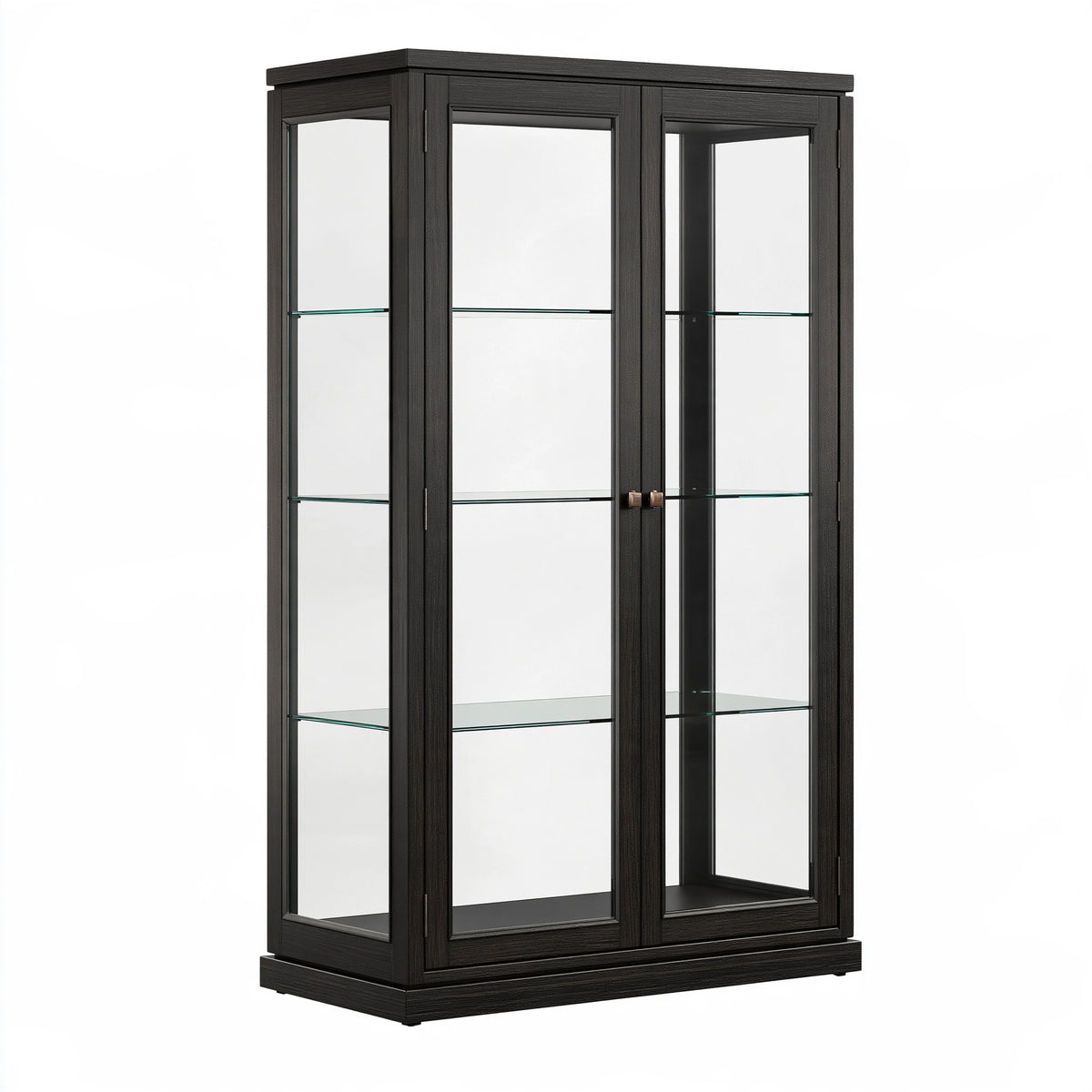 Vitrine 100 x 40 x 190 cm en bois et verre noir - rangement contemporain