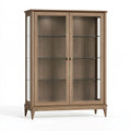 Vitrine 120 x 45 x 190 cm en bois et verre marron style classique à deux portes